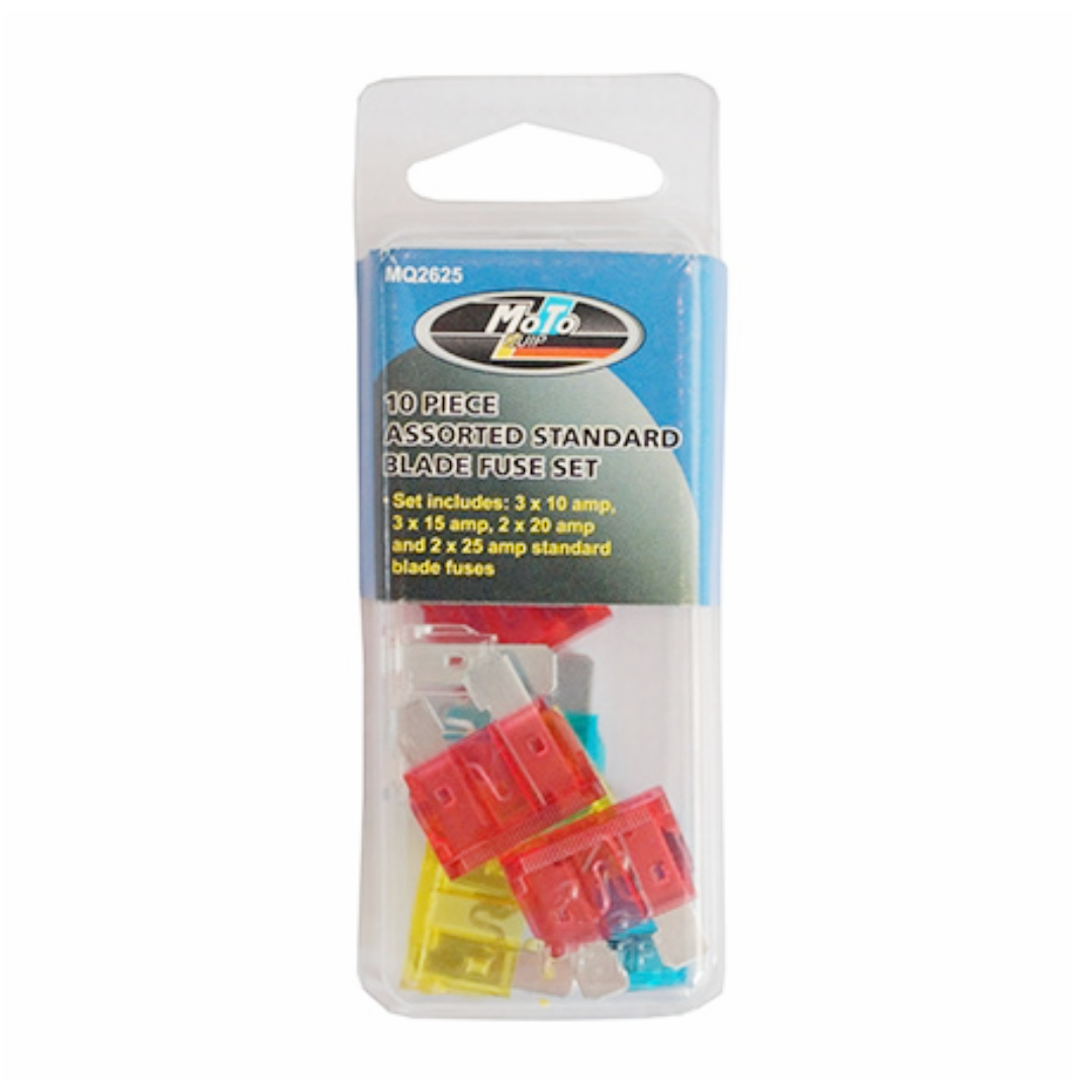 10-Piece Assorted Blade Fuse Set β Standard Auto Fuses (10A-25A)