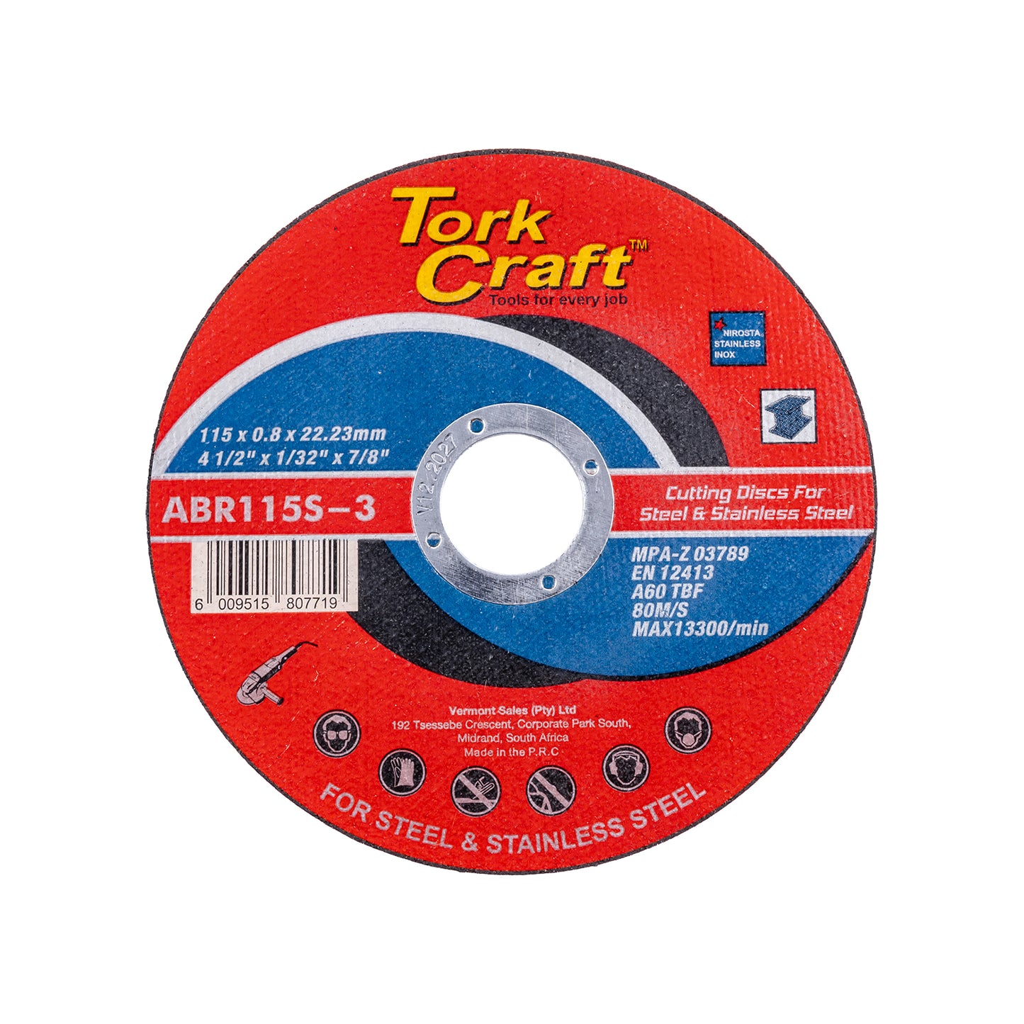 CUTTING DISC STEEL & SS 115 x 0.8 x 22.2 MM