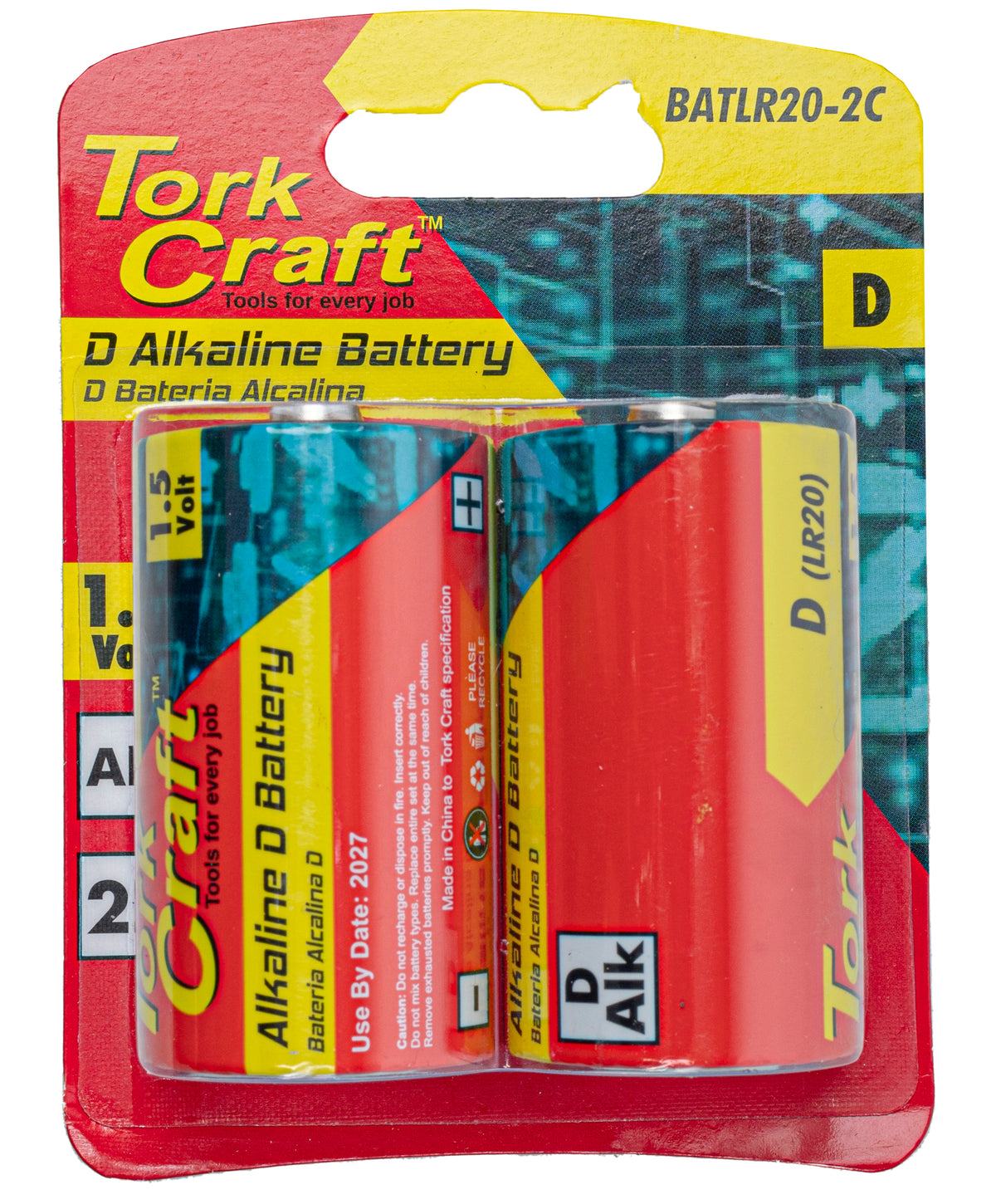 Battery D 1.5v 2 Pack Carded Alkaline
