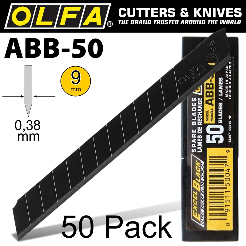Olfa Blades Black X-sharp 50 Per Pack Ultra Sharp 9mm