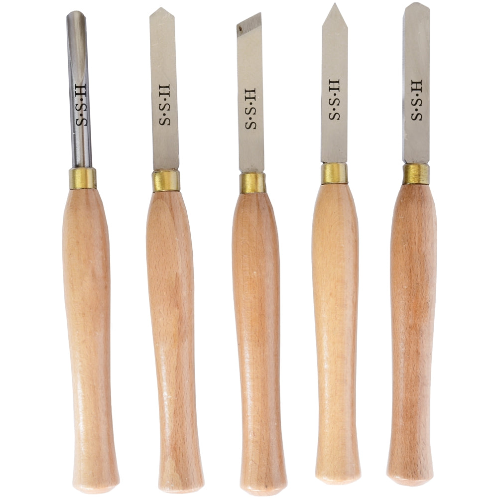 Chisel Set Wood Turning 300mm Hss 5 Piece Wood Case