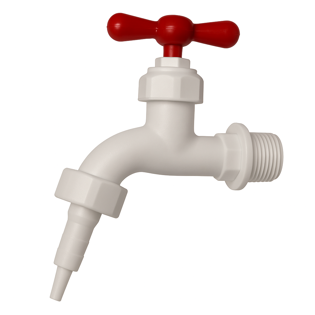 White Plastic Garden Tap | 1/2" BSP Threaded Outdoor Water Faucet