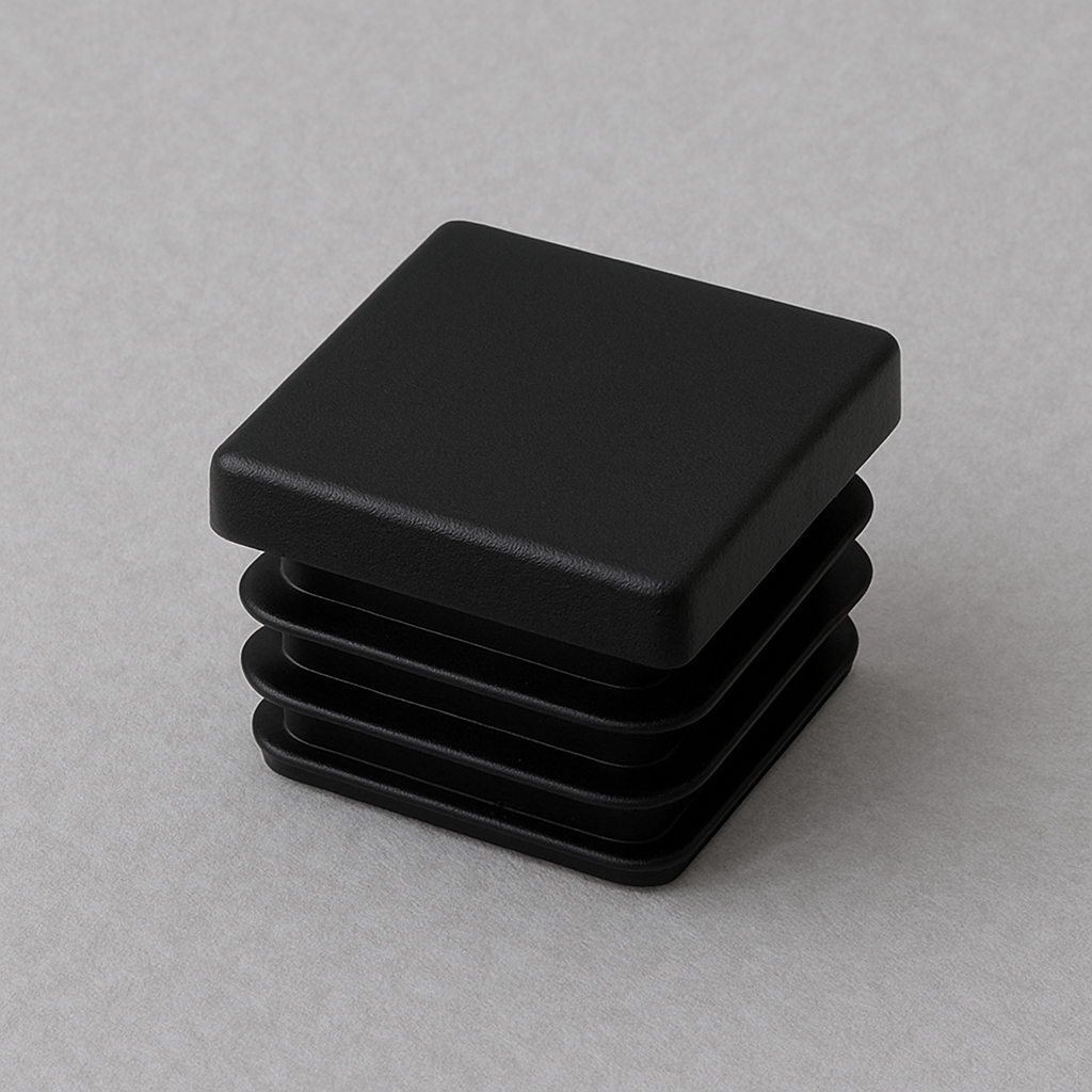 25mm Black Ribbed Square Insert Cap
