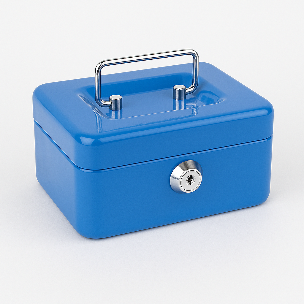 152x118x80mm Blue Steel Cash Box