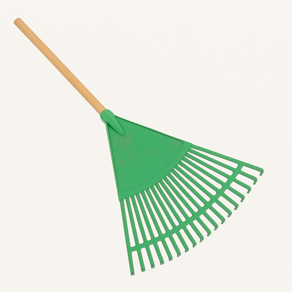 Fan Leaf Rake with Comb & Wooden Handle (Green) | DHDRFLC