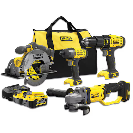 Stanley Cordless Hammer Drill, Circular Saw, Impact Driver & Angle Grinder