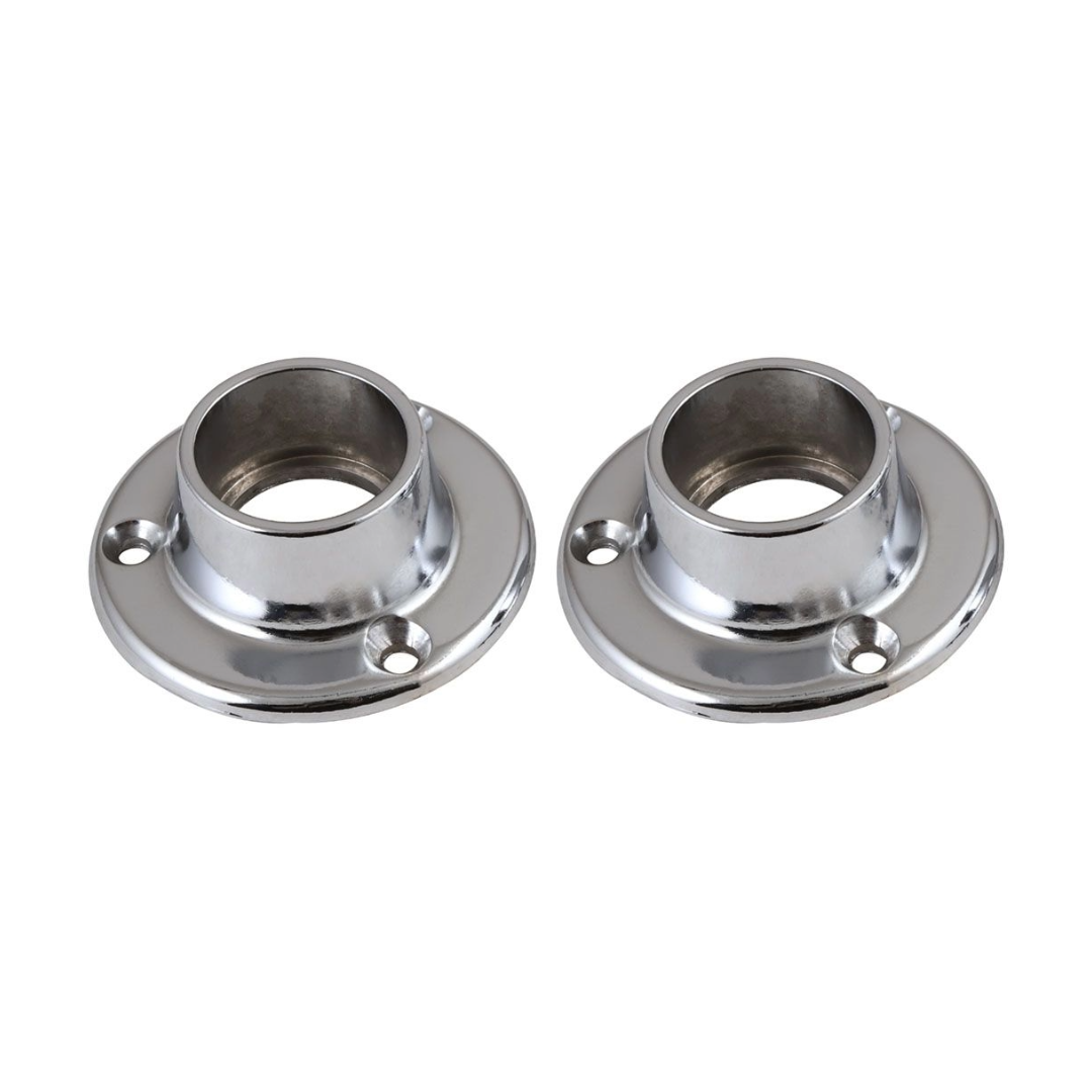 Cast Iron Chrome-Plated Flange Bracket Pair | Heavy-Duty Mounting Solution