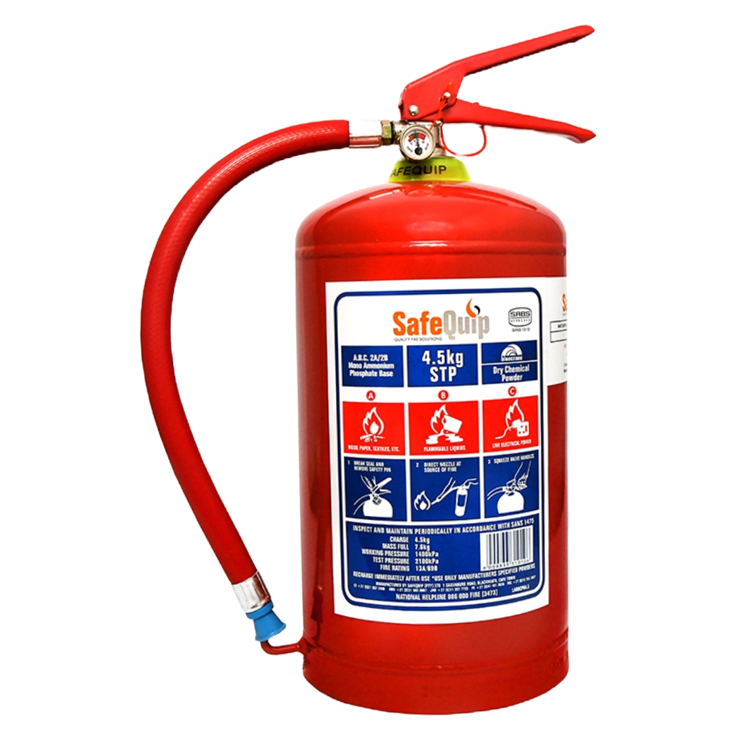 DCP SafeQuip 4.5kg Fire Extinguisher – Dry Chemical Powder + Bracket