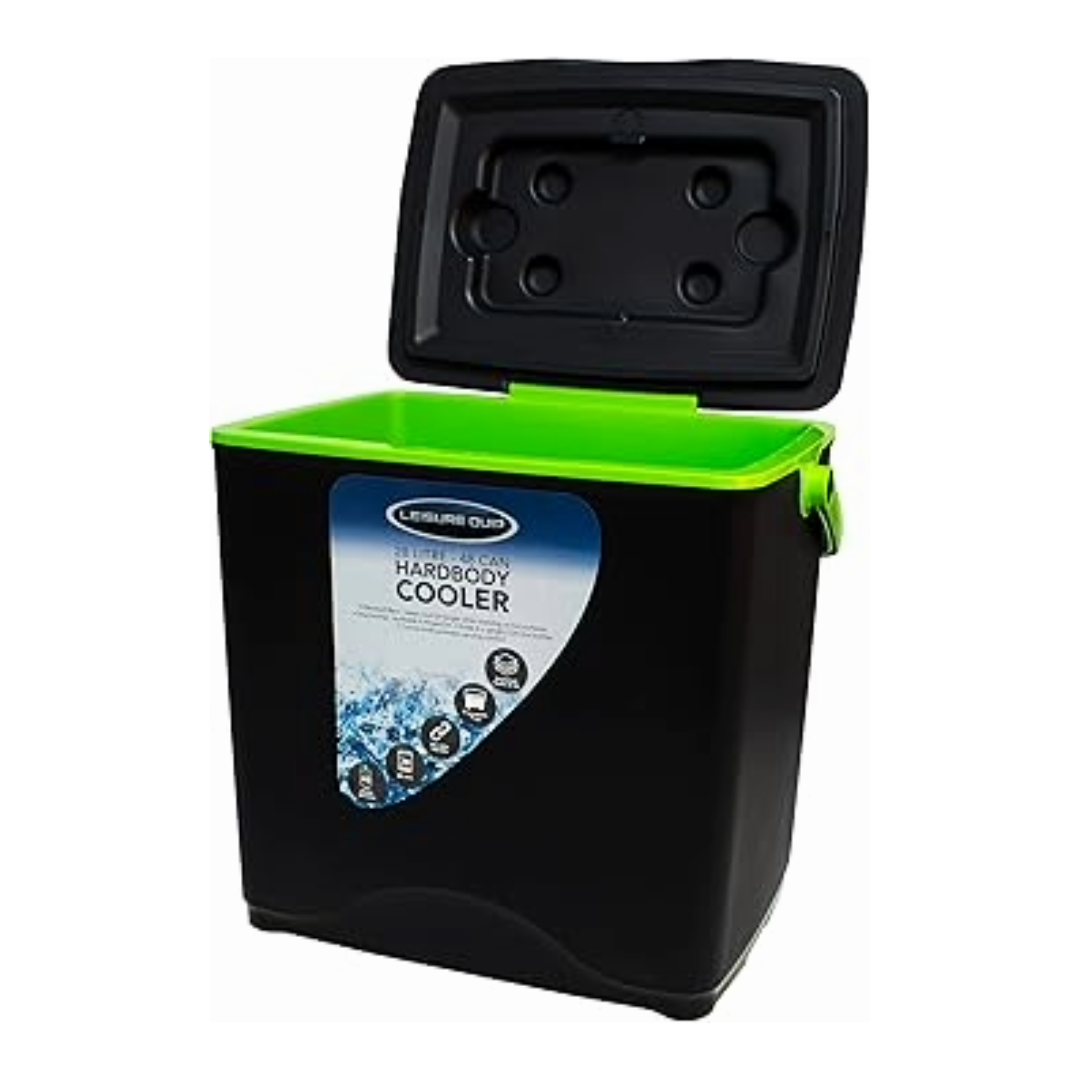 Leisure Quip 28L Hardbody Cooler Box - Black & Green | Durable & Portable