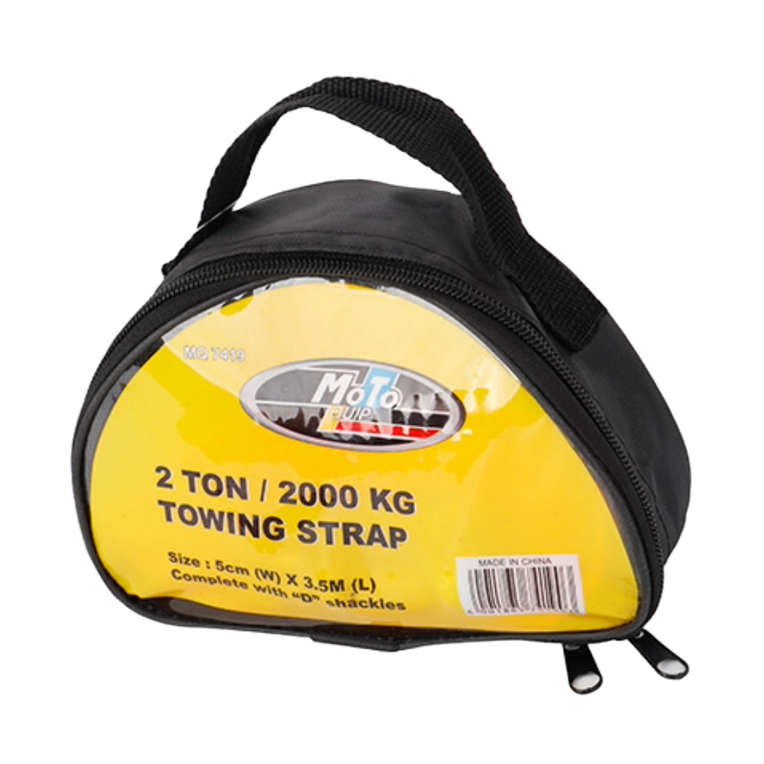 Moto Quip 2000 KG Towing Strap – Heavy-Duty Tow Rope with D-Shackles