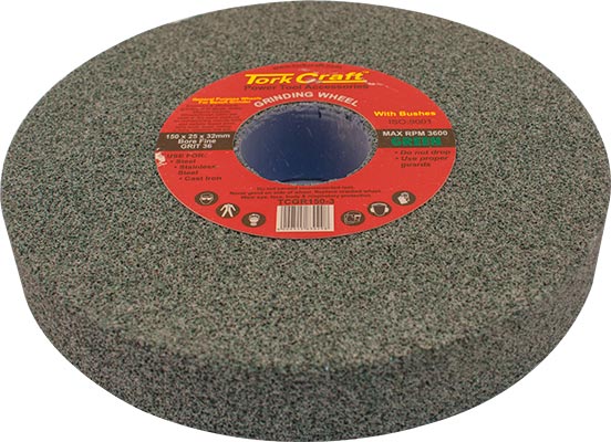 GRINDING WHEEL 150X25X32MM BORE COARSE 36GR W/BUSHES FOR B/G GREEN