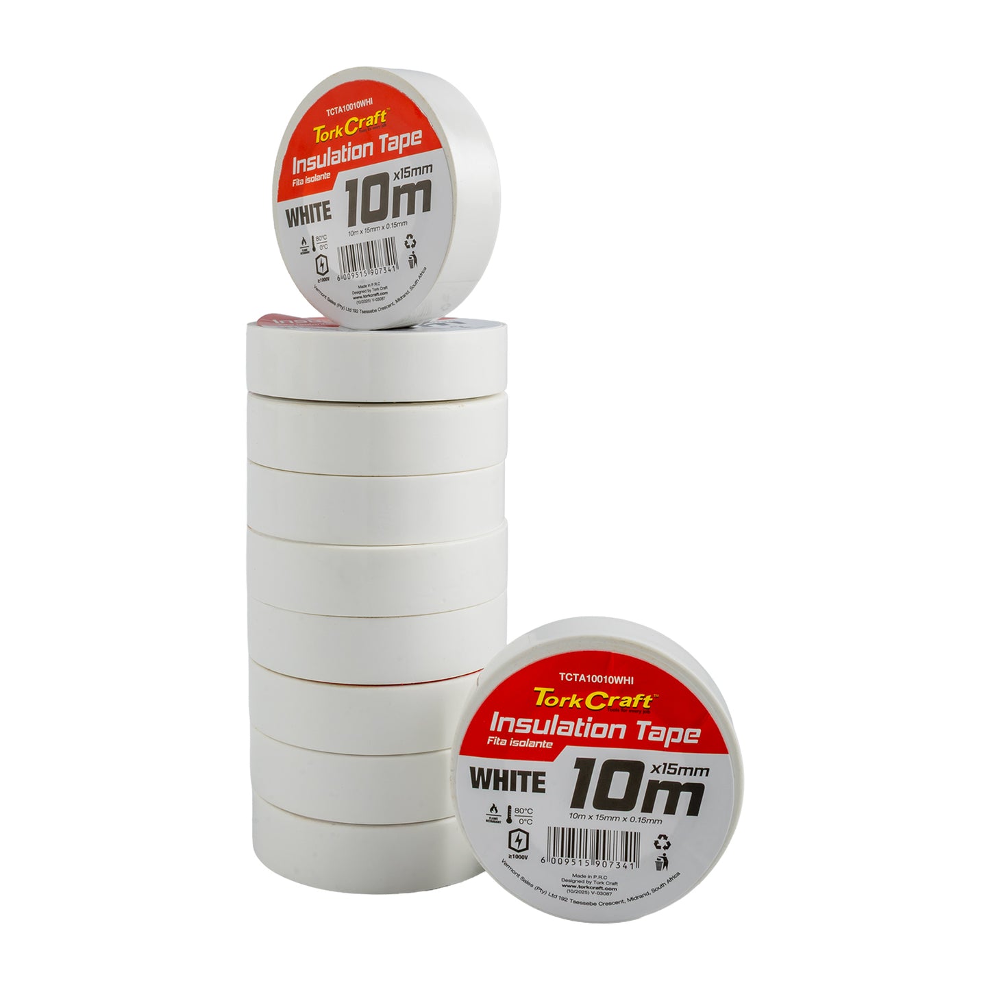 0.15MMX15MMX10M WHITE INSULATION TAPE