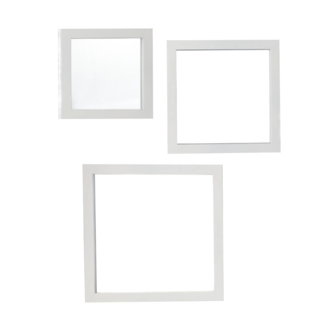 White Retro Mirror Set – 3-Piece Square Wall Decor | 20x20 | 25x25 | 30x30cm