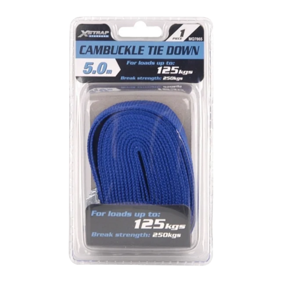 X-Strap Cambuckle Tie Down – 5M (1-Piece) | 125kg Load Capacity