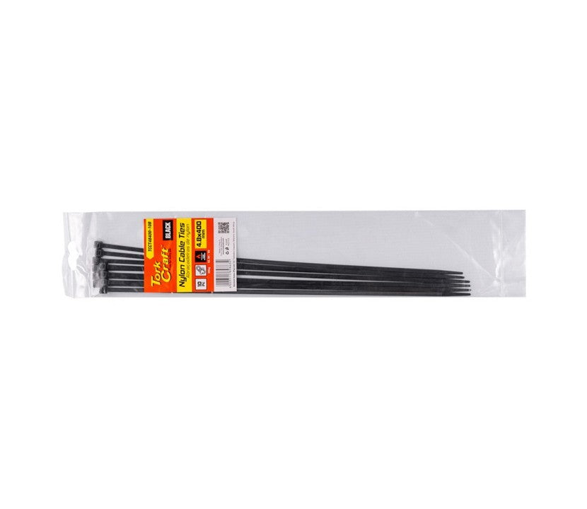 Tork Craft Nylon Cable Ties 4.8mm X 400mm Black 10pc