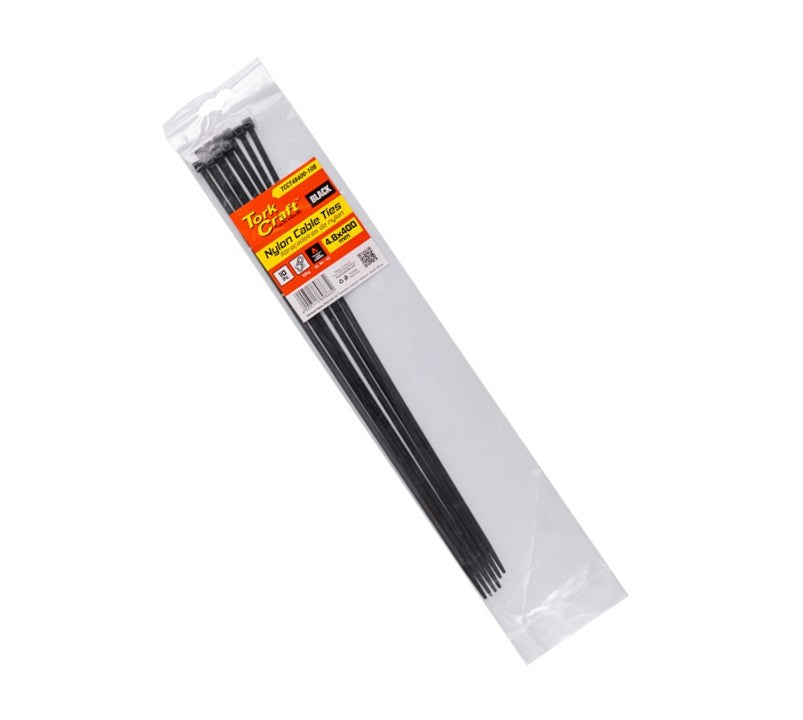 Tork Craft Nylon Cable Ties 4.8mm X 400mm Black 10pc