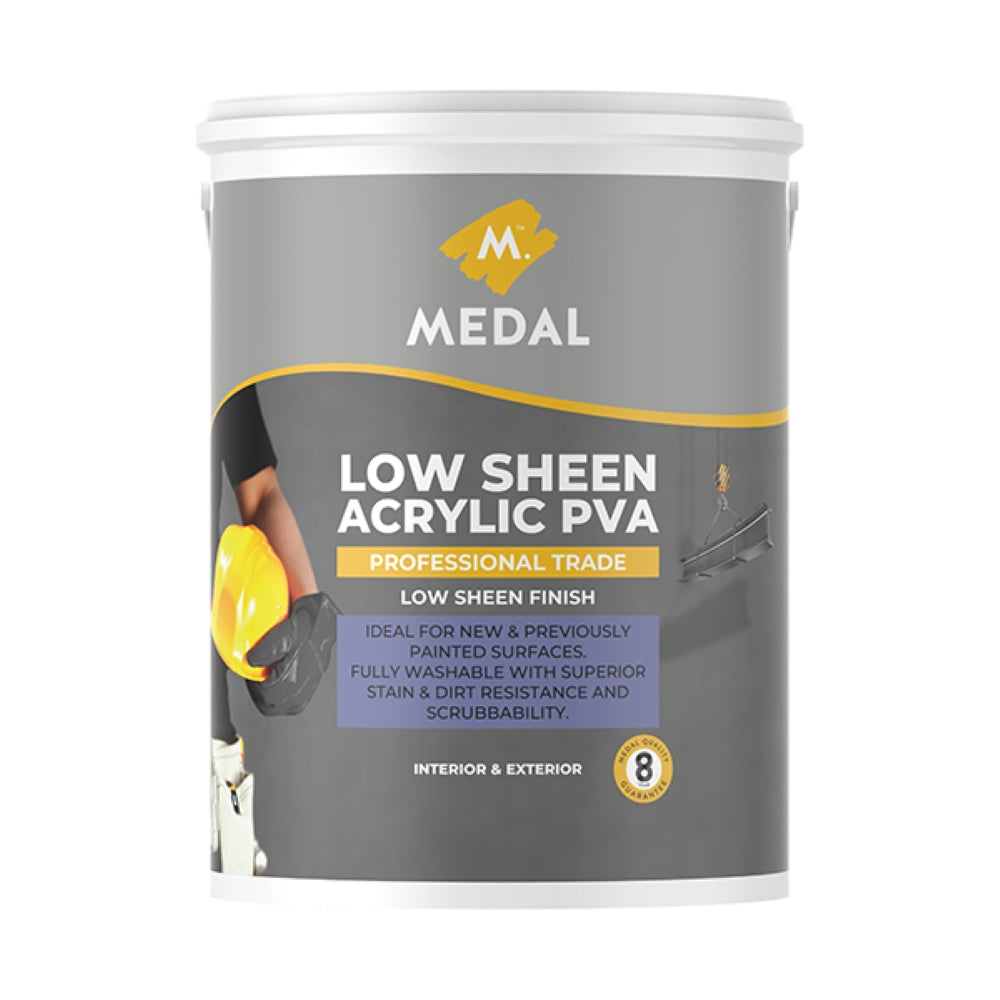 Medal 5 Litre Professional Trade Low Sheen Acrylic PVA Paint - White