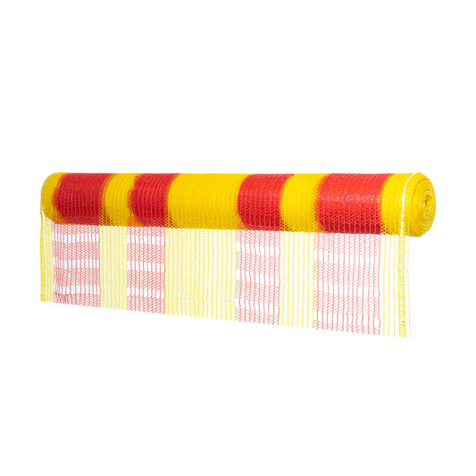 1m x 50m Safety Barrier Netting Roll | High Visibility Fence | Orange & Yellow