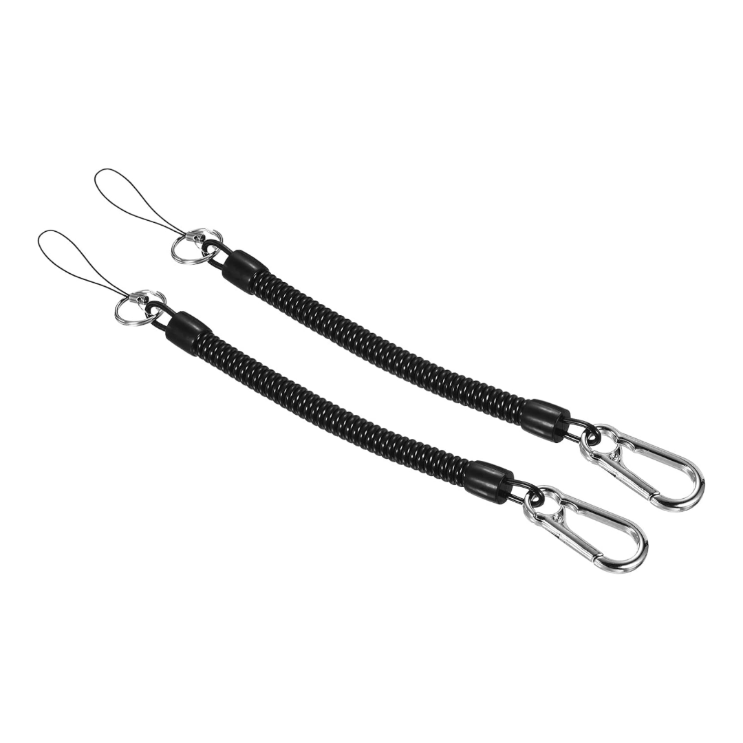 2-Pack Key Ring Snap Hook with Coil Lanyard | Flexible & Secure Keychain Holder