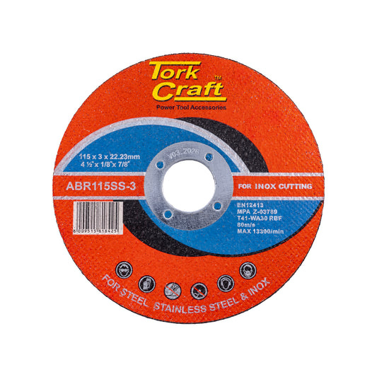 CUTTING DISC STAINLESS STEEL 115 x 3.0 x 22.22MM