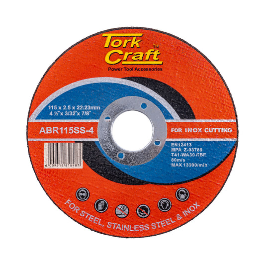 CUTTING DISC STAINLESS STEEL 115 x 2.5 x 22.22MM