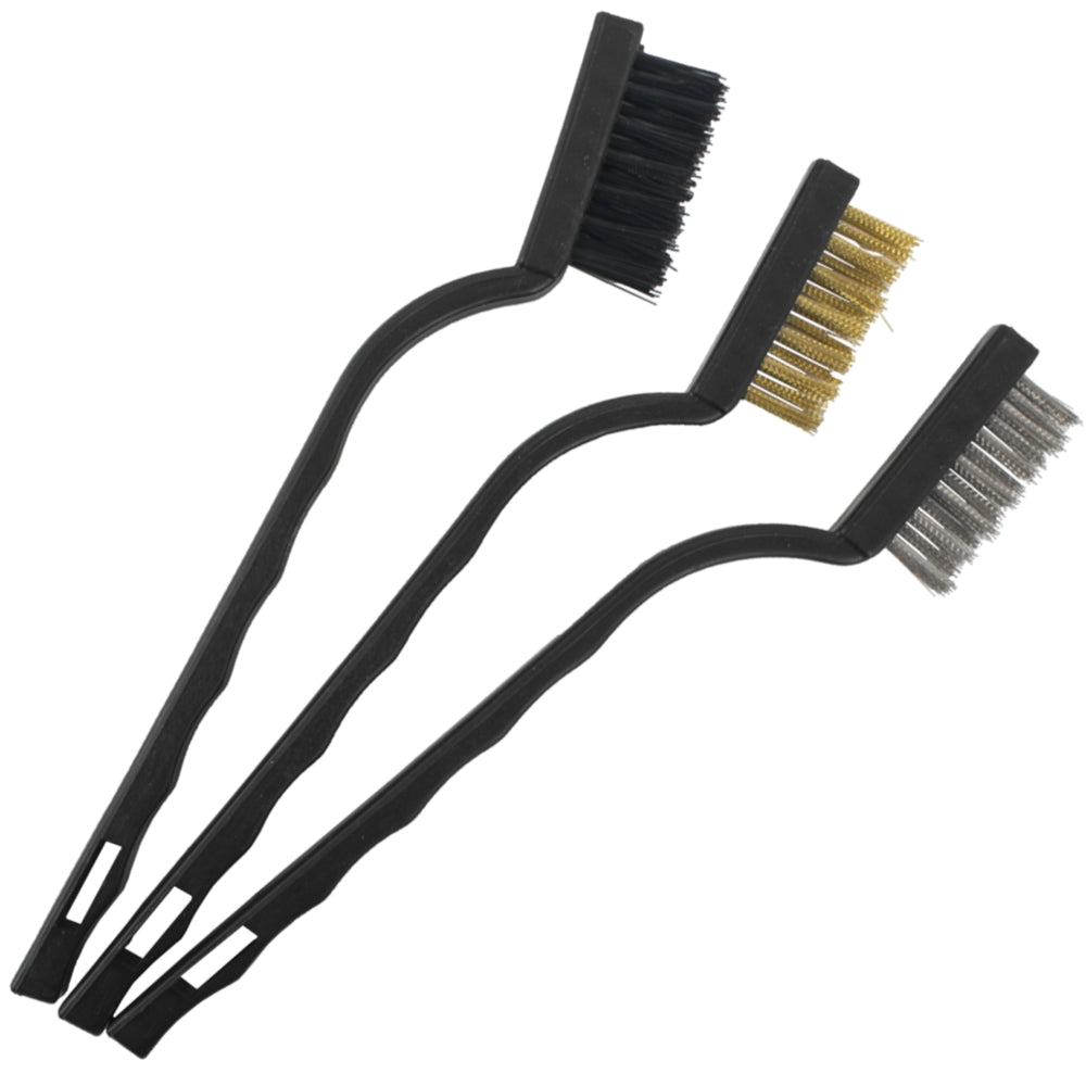 Mini Brush Set 3pc Brass Stainless Nylon In Blister