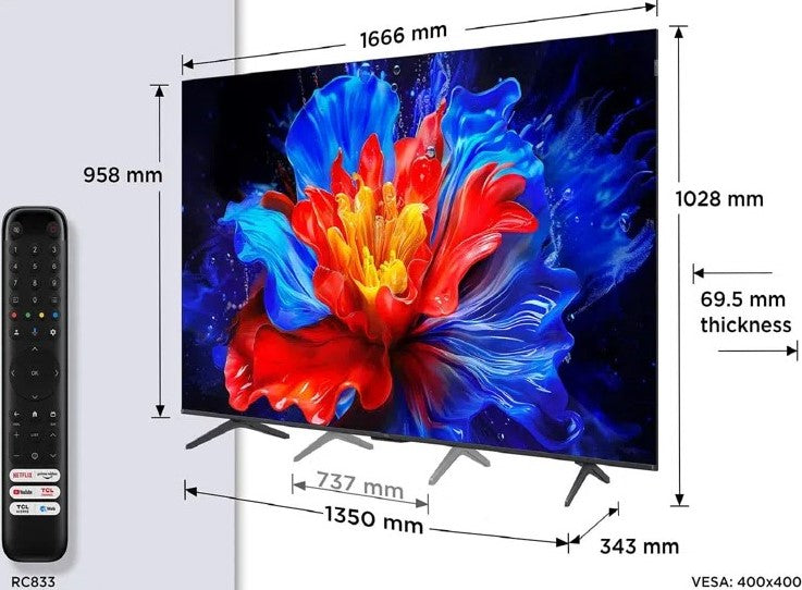 TCL P8K UK 4K 75 Inch QLED HDR Smart TV