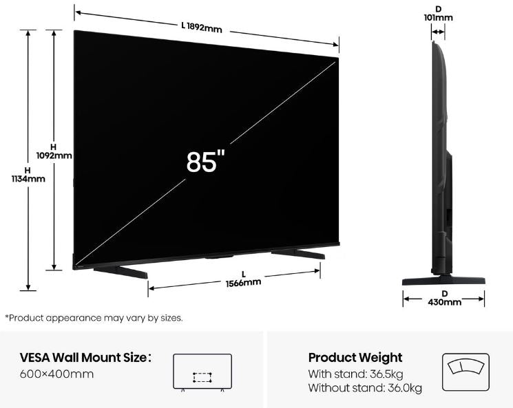 Hisense 85-inch QLED Q6Q Series VIDAA Smart LED TV