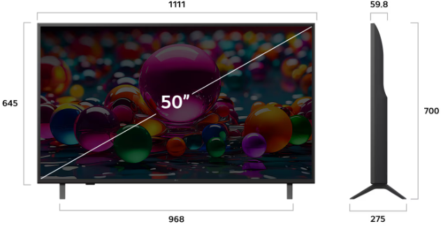 LG 50 Inch AI UA80 4K UHD webOS25 Smart TV
