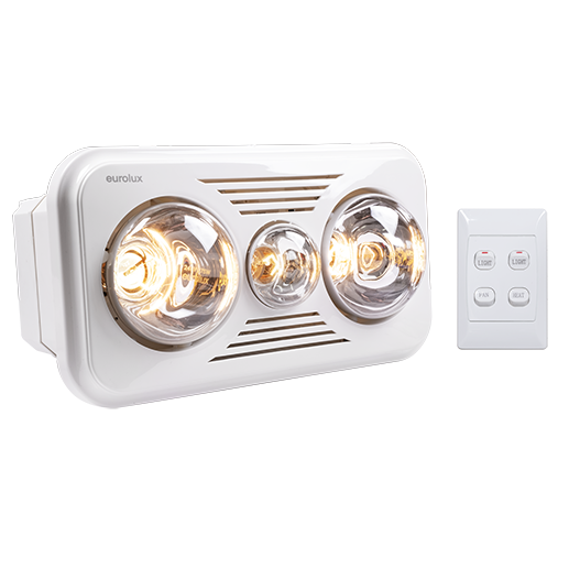 Eurolux 3-in-1 Bathroom Heater White 2 x 275W & 1 x 60W