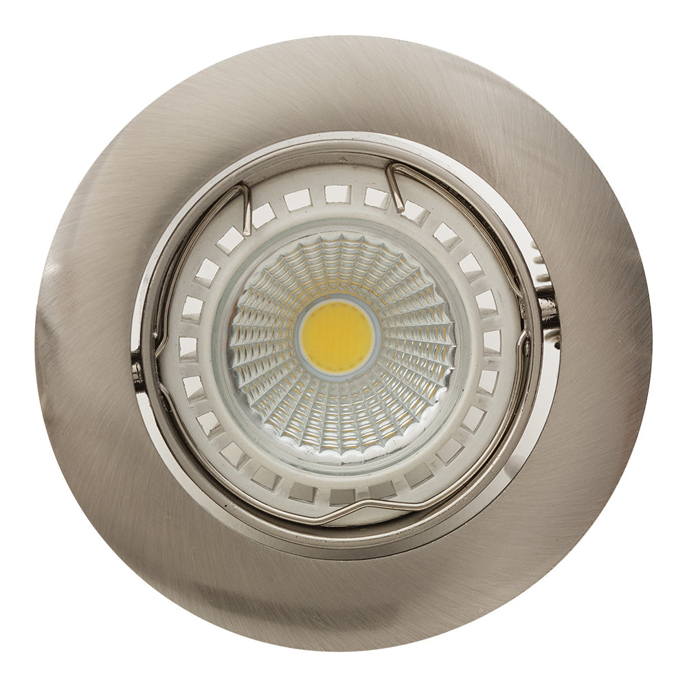 Eurolux Downlight Aluminium Tilt Curved Rim GU10 Satin Chrome Fitting