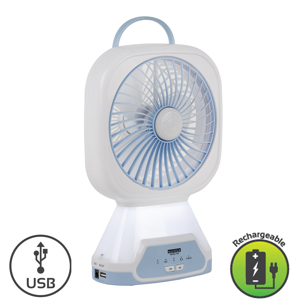 Eurolux Rechargeable Portable Fan with LED Emergency Light