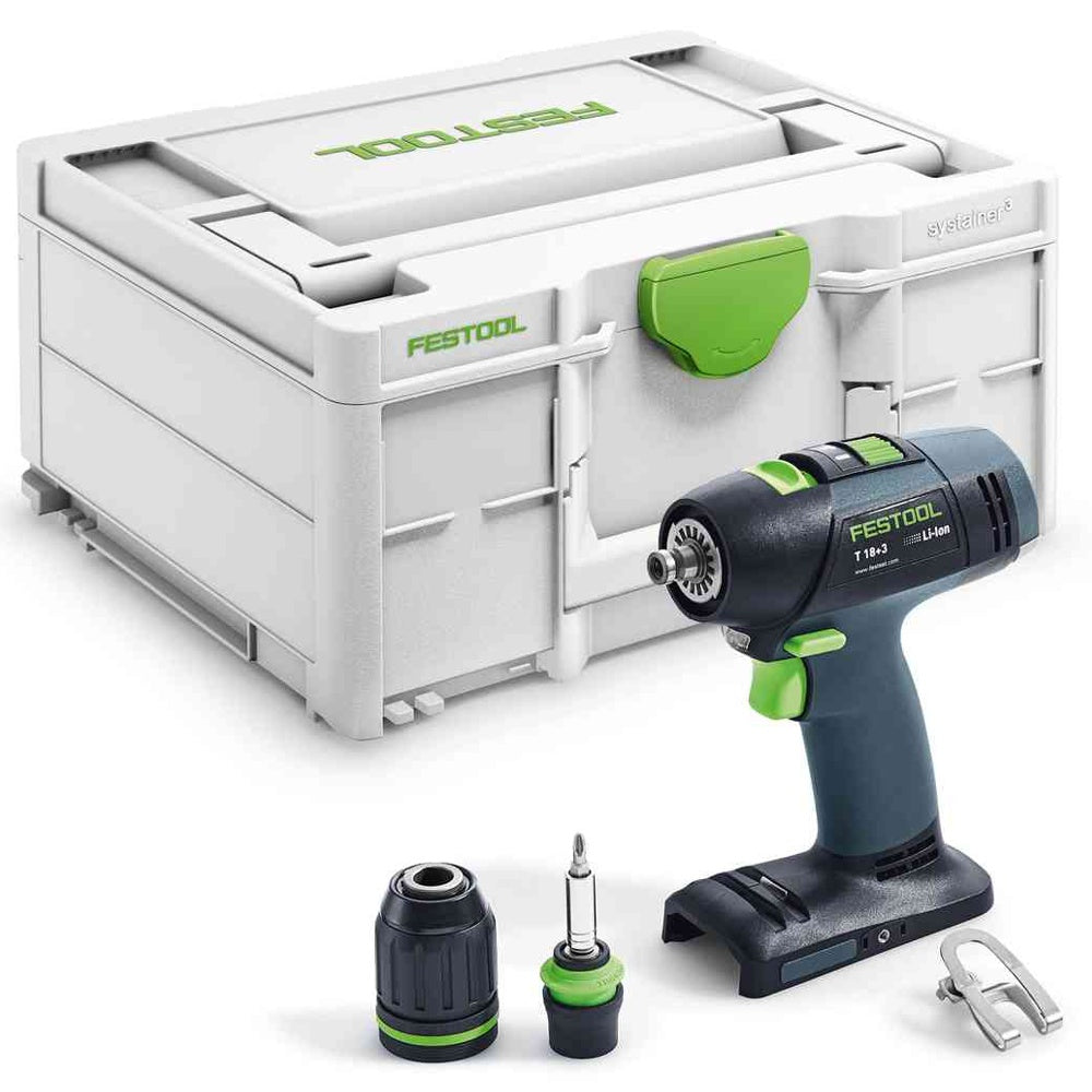 Festool T 18+3-Basic Cordless Drill with ergonomic T-design