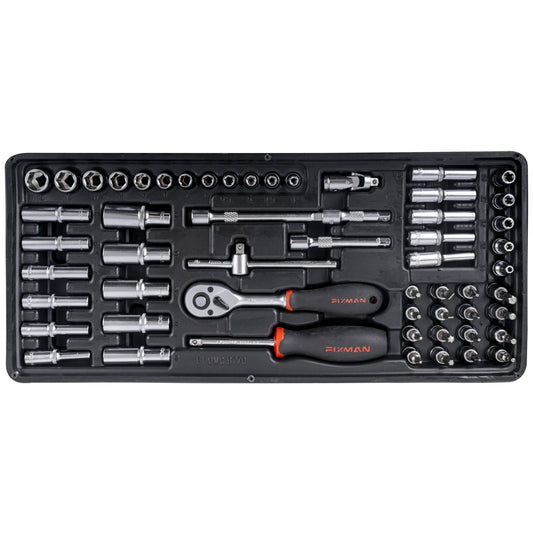 FIXMAN TRAY 56 PIECE 1/4' DRIVE SOCKETS AND ACCESSORIES