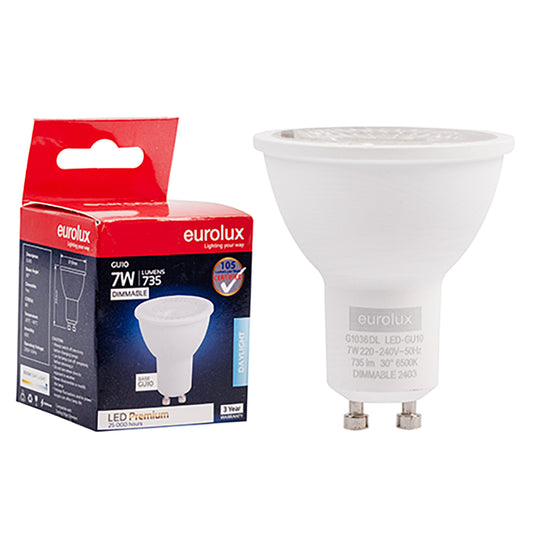 Eurolux LED GU10 7w Daylight Dimmable Downlight Bulb