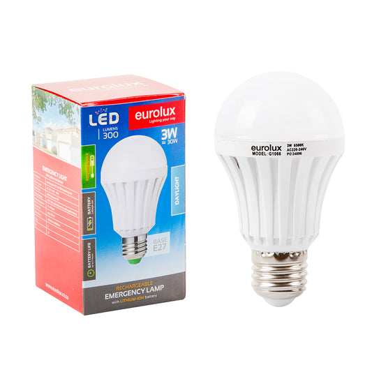 Eurolux 3W E27 LED Rechargeable Bulb