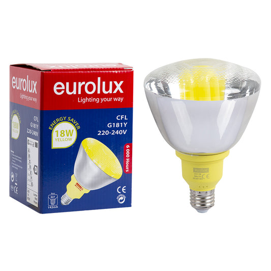 Eurolux Yellow E27 18W PAR38 Reflector CFL Bulb