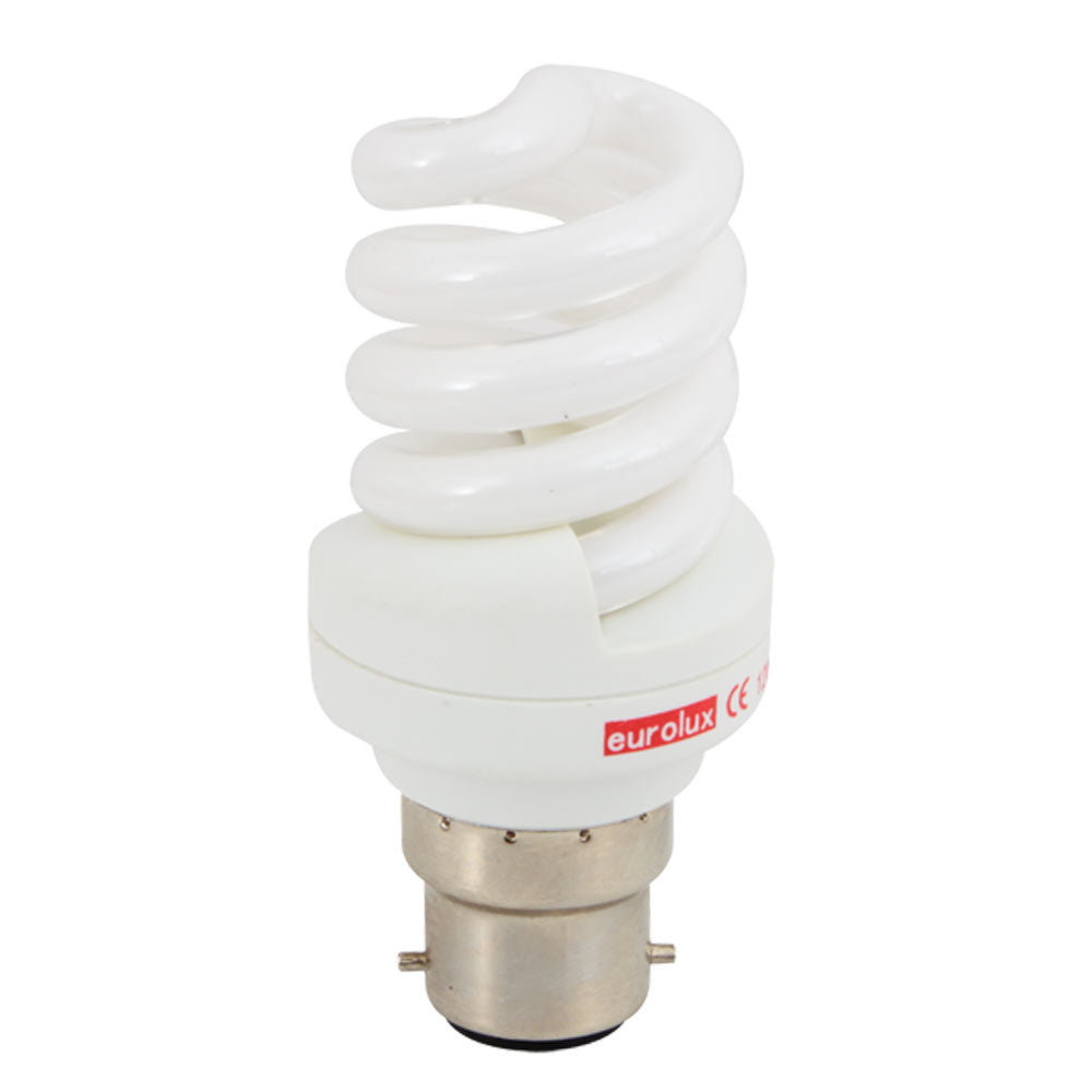 Eurolux Cool White B22 12W Mini Spiral CFL Bulb