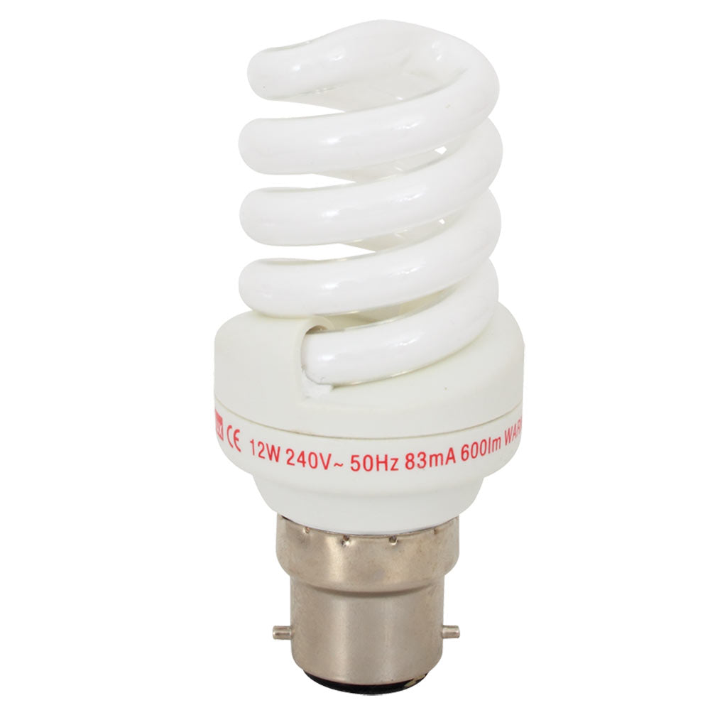 Eurolux Warm White B22 12W Mini Spiral CFL (Blister Pack)