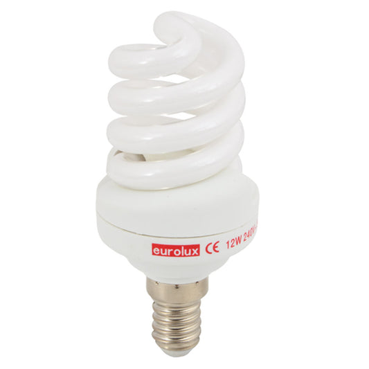 Eurolux Cool White E14 12W Mini Spiral CFL (Blister Pack)