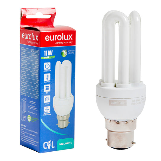 Eurolux Cool White B22 11W 3U CFL Bulb