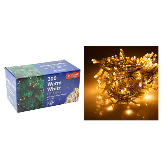 Eurolux 200 LED FAIRY LIGHTS 10m CLEAR CABLE 1.5 LEAD