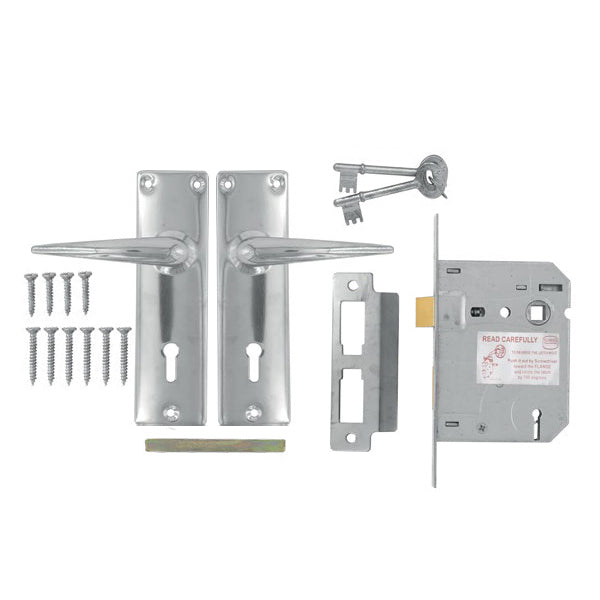 Jaguar 3-Lever Lockset | Chrome-Plated | SABS-Approved | Includes Hinges | Best Price