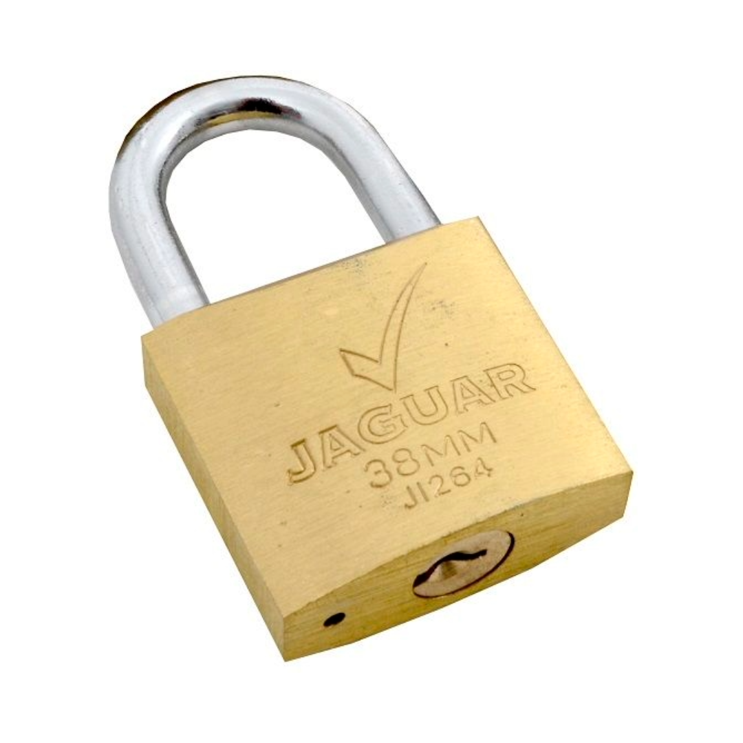 Jaguar 38mm Brass Padlock – Rust-Resistant Security Lock | Clamshell Pack