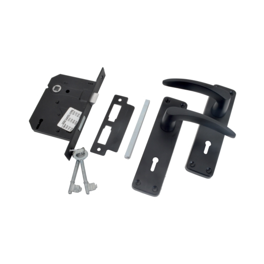Jaguar Ebony Contrac. Black 2-Lever Lockset & Handle | Premium Security & Style | Best Price