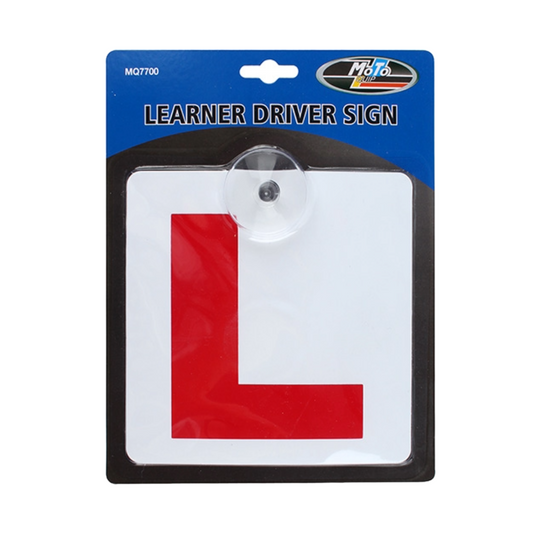 Learner Driver Emblem – L Sign with Suction Cup for Rear Window