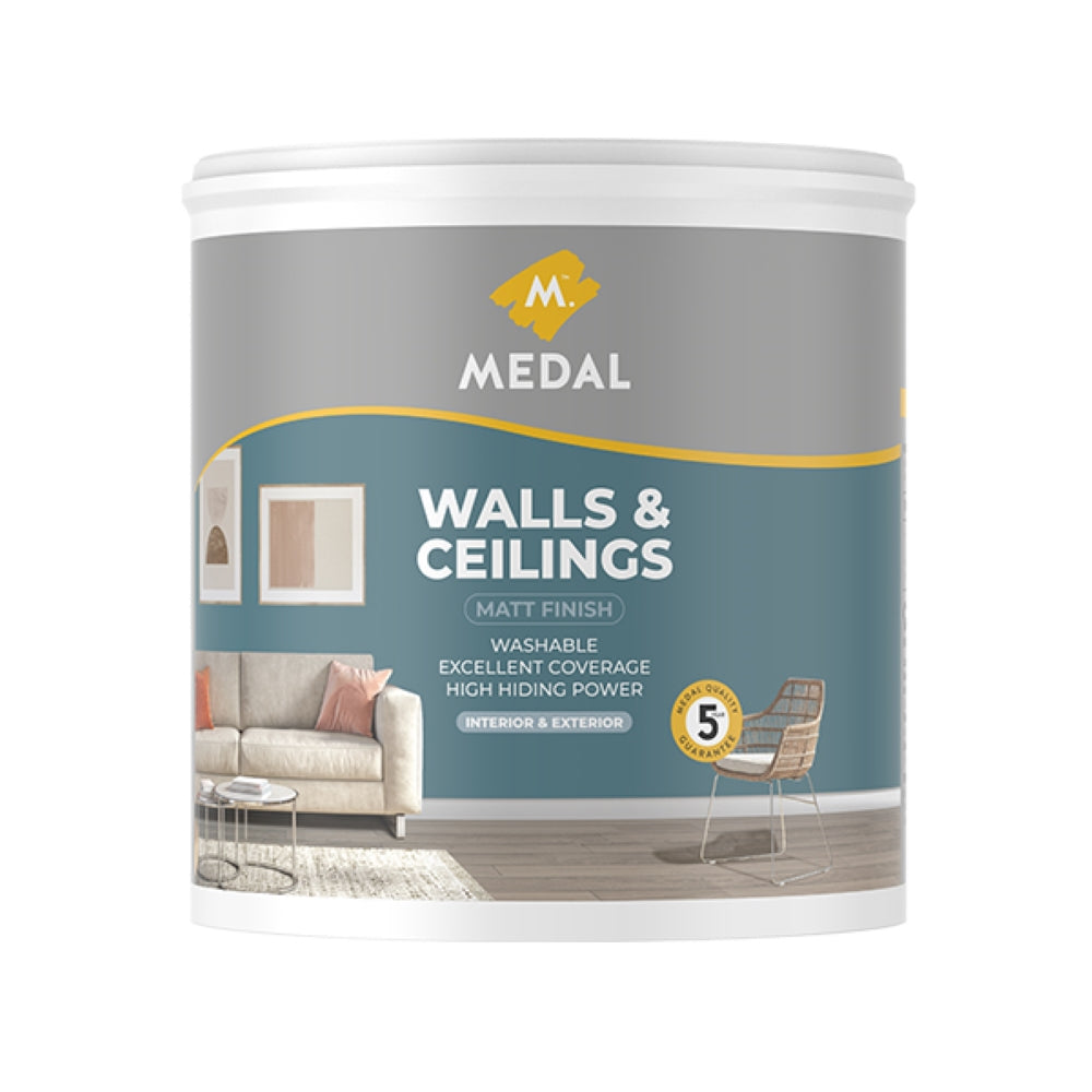 Medal 1 Litre PVA Acrylic Walls & Ceilings - White