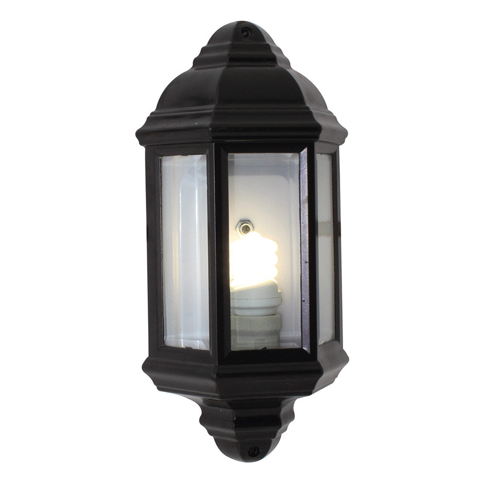 Eurolux half lantern bevelled glass black