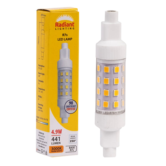 Radiant QI Clear 5w LED R7s J78mm 3000K