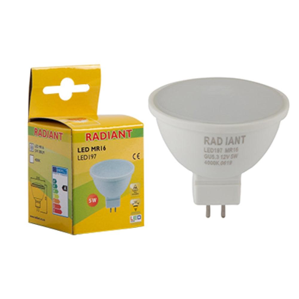 Radiant MR16 Frosted Lens 5w LED GU5.3 4000K 12V Downlight